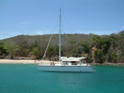 Catamaran at anchor in the Grenadines